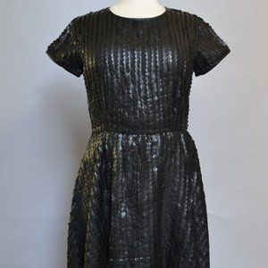 Women's Black Faux Leather A-Line Dress Sz. Lg
